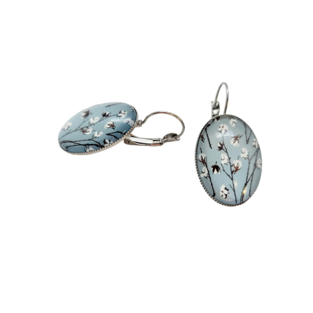 earrings steel cotton flowers